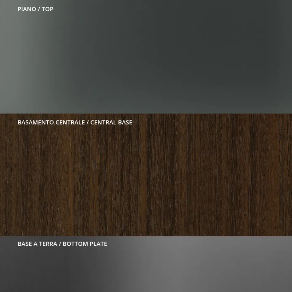 طاولة طعام مستديرة من الزجاج المدخن بقاعدة خشبية، صنعت في إيطاليا - روندو Viadurini