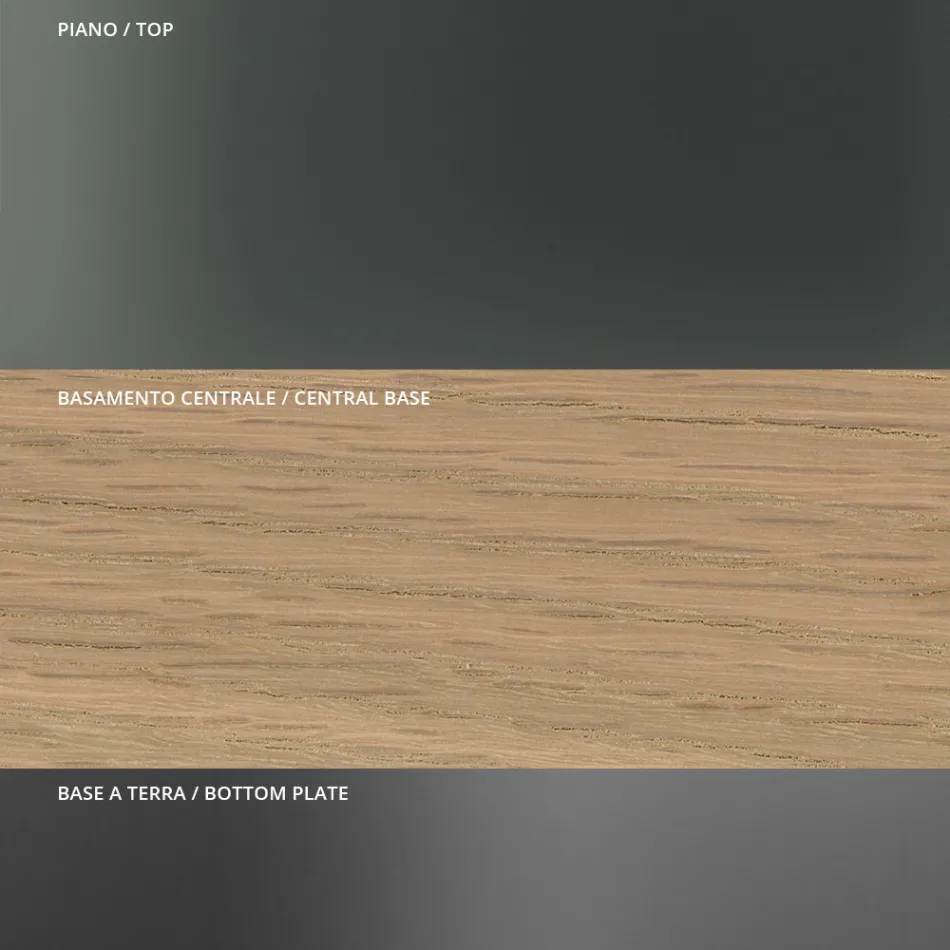 طاولة طعام مستديرة من الزجاج المدخن بقاعدة خشبية، صنعت في إيطاليا - روندو Viadurini