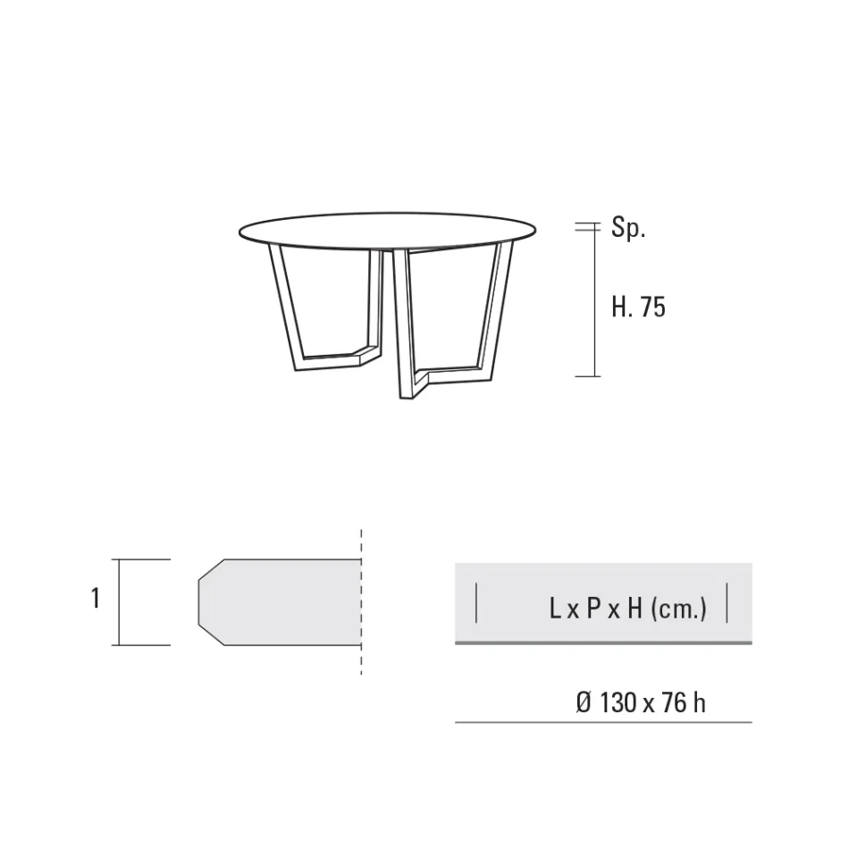 طاولة طعام مستديرة معدنية ولوح HPL مغلف، صنع في إيطاليا - باستيانو Viadurini