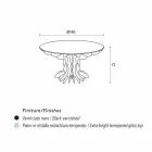 طاولة طعام كاسيا مستديرة، سطح خشبي أسود وسطح كريستالي Viadurini