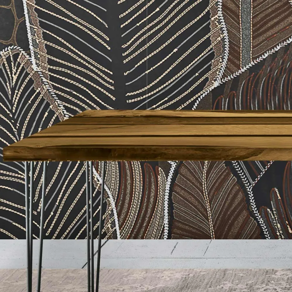 طاولة غرفة المعيشة من خشب البلوط والراتنج الإيبوكسي الملون، صنع في إيطاليا - ماغنوس Viadurini