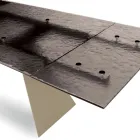 طاولة غرفة معيشة مقاس 160×90 سم بسطح زجاجي شفاف مطروق - مارتيلو Viadurini