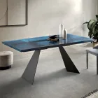 طاولة غرفة معيشة مقاس 160×90 سم بسطح زجاجي شفاف مطروق - مارتيلو Viadurini