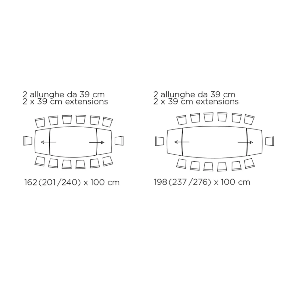 طاولة معيشة قابلة للتمديد بسطح أسطواني من السيراميك، مصنوعة في إيطاليا - أكواب Viadurini