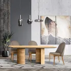 طاولة معيشة بسطح وقاعدة خشبية، صنع في إيطاليا - مزاد Viadurini