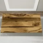 طاولة معيشة بسطح من خشب البلوط وراتنج إيبوكسي ملون - ميكلاس Viadurini