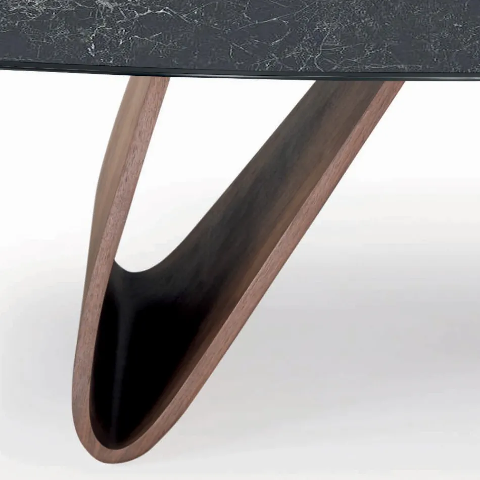 طاولة معيشة ثابتة بقاعدة خشبية، صنع في إيطاليا - إكواتور Viadurini