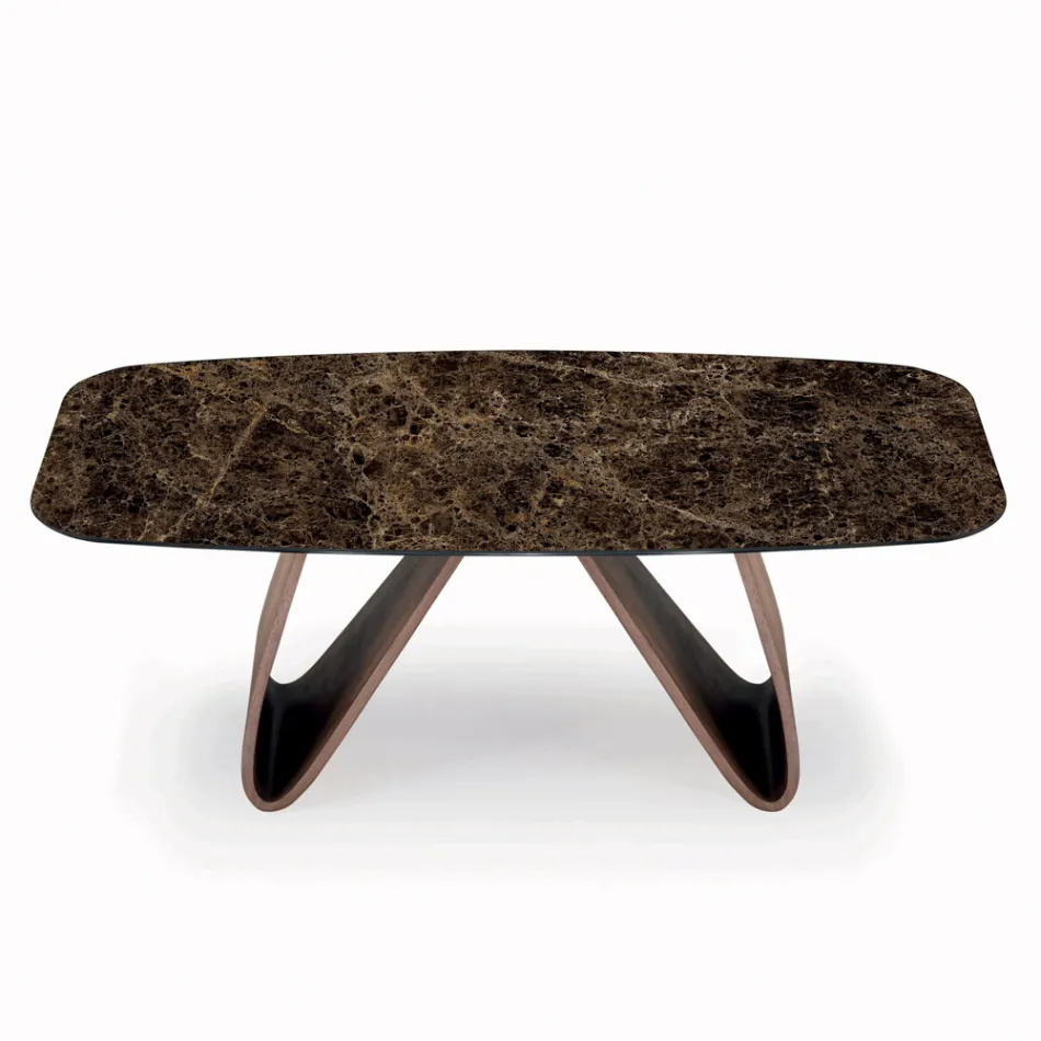 طاولة معيشة ثابتة بقاعدة خشبية، صنع في إيطاليا - إكواتور Viadurini