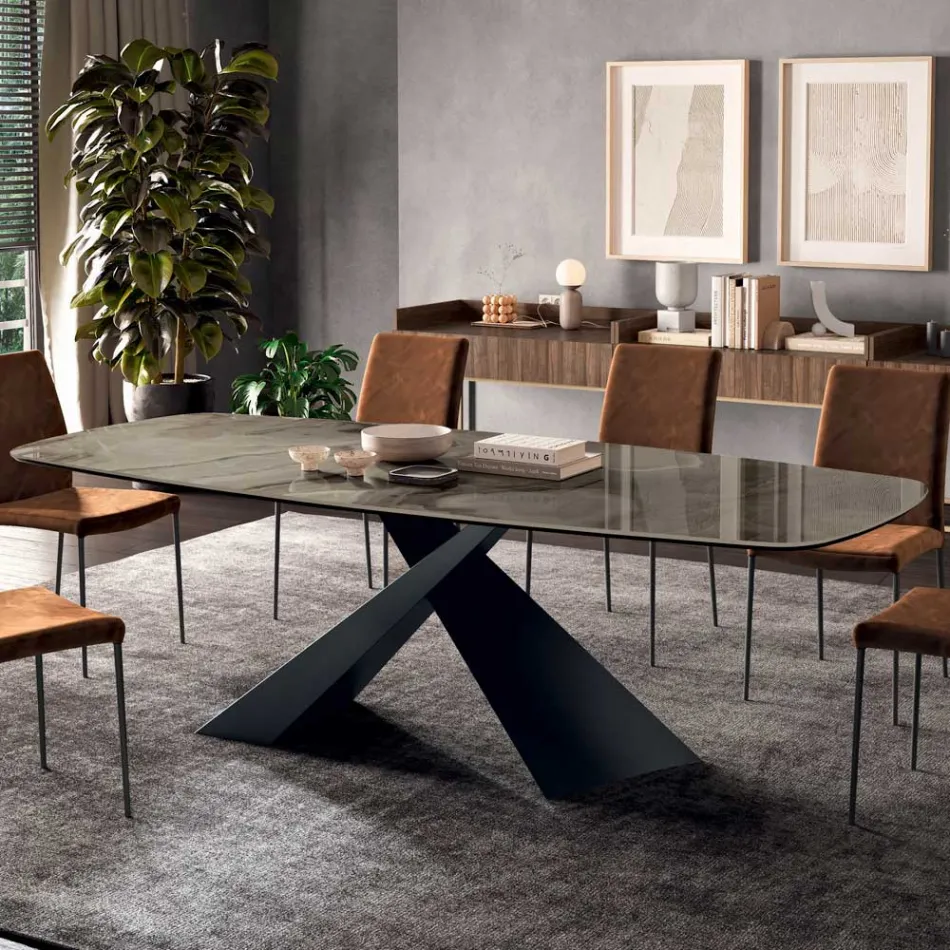 طاولة معيشة ثابتة بسطح سيراميكي، صنع في إيطاليا - عطلات Viadurini