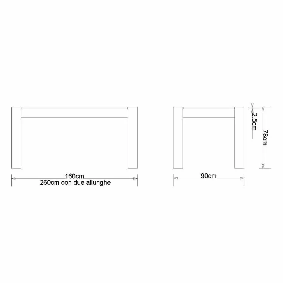 طاولة بتصميم قابل للتمديد حتى 260 سم من خشب البلوط جاكوب Viadurini