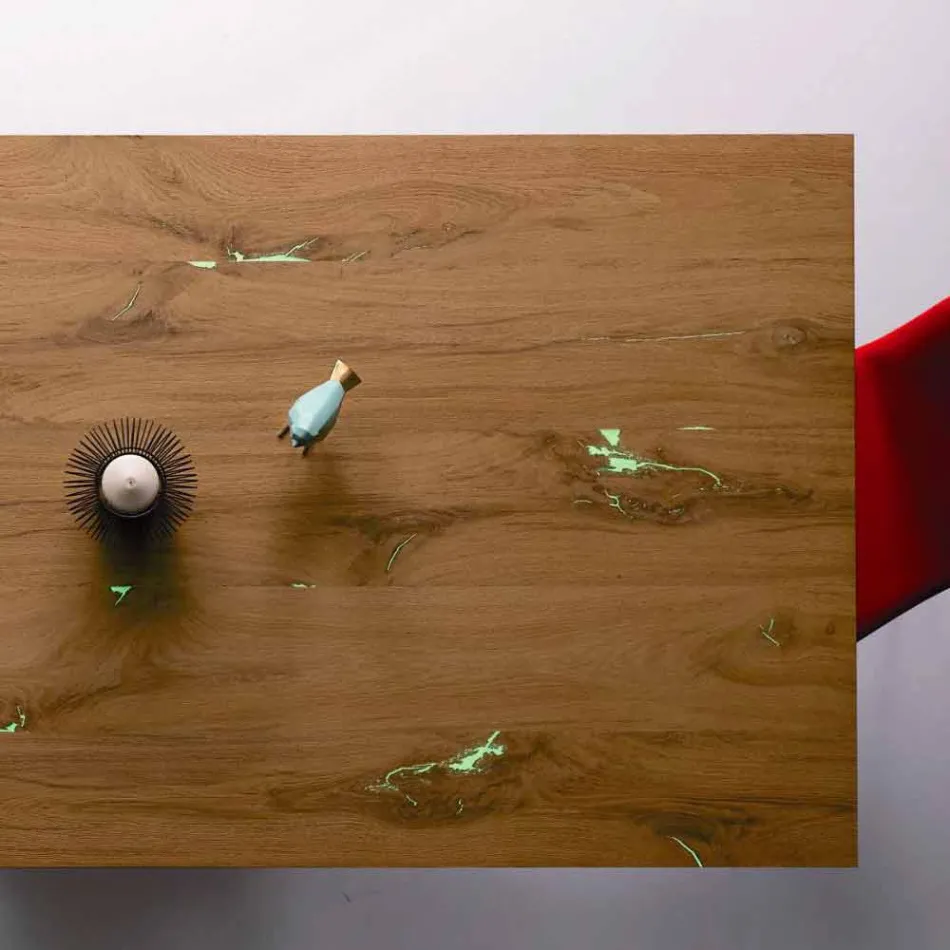 طاولة بتصميم قابل للتمديد حتى 294 سم مصنوعة من الخشب والمعدن، صنع في إيطاليا - نوزو Viadurini