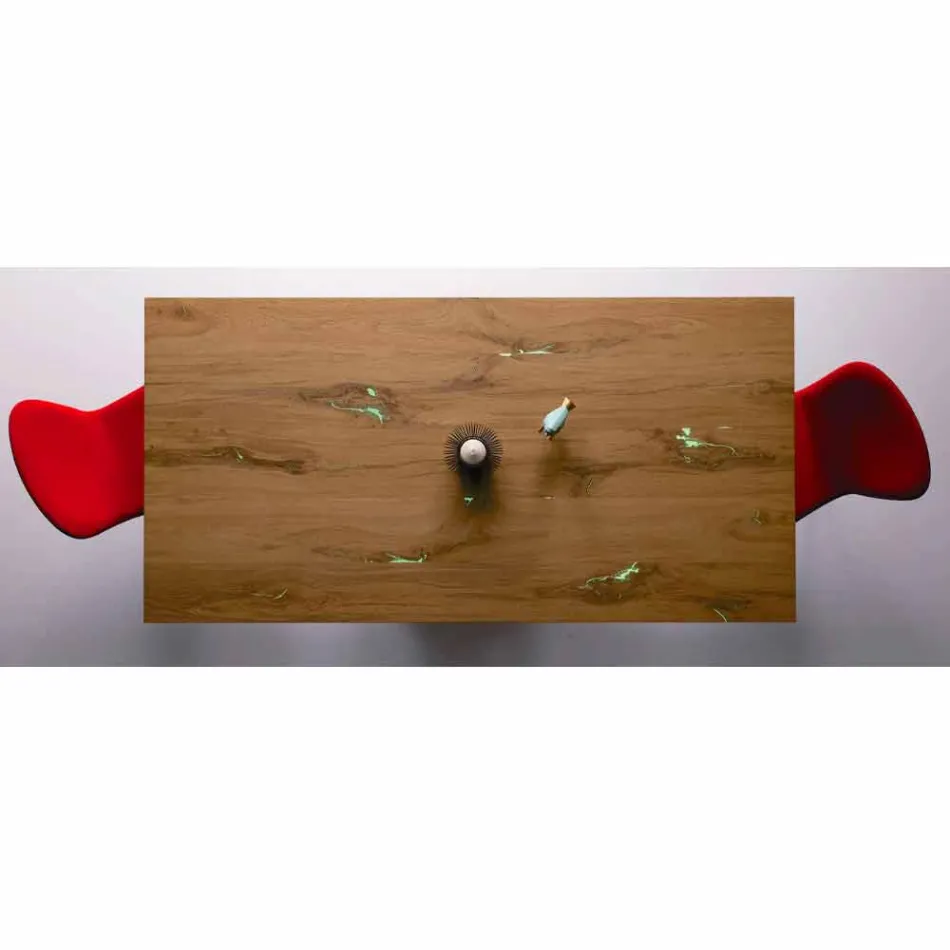 طاولة بتصميم قابل للتمديد حتى 294 سم مصنوعة من الخشب والمعدن، صنع في إيطاليا - نوزو Viadurini