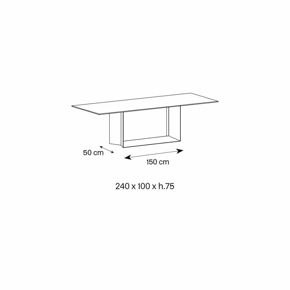 طاولة بتصميم من السيراميك والمعدن غير اللامع من ديزير، مصنوعة في إيطاليا - بني غامق Viadurini