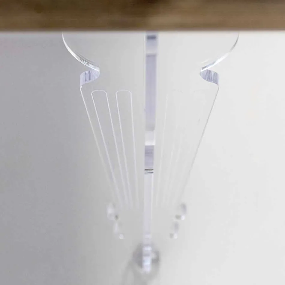 طاولة بتصميم من خشب التنوب والزجاج الشفاف مصنوعة في إيطاليا، كاسترو Viadurini