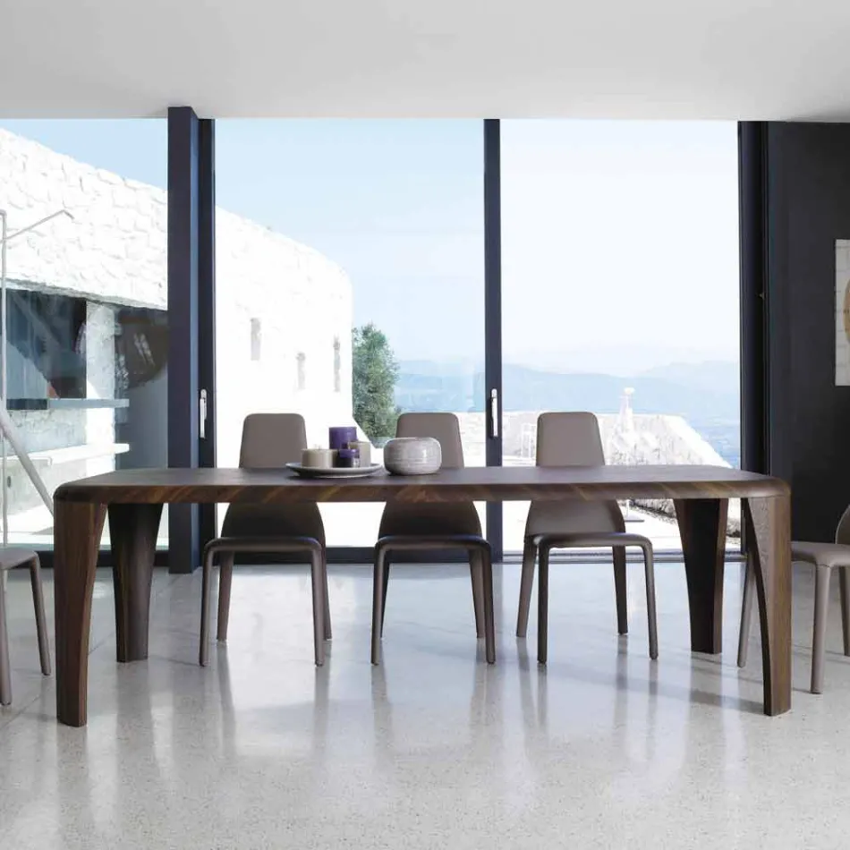 طاولة بتصميم خشبي عصري مصنوعة يدويًا في إيطاليا Viadurini