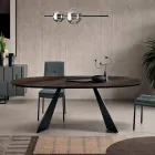 طاولة ثابتة 210×109 سم من المعدن وقشرة خشب البلوط البيضاوية - مارسيلو Viadurini