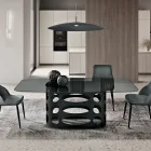 طاولة ثابتة 210×110 سم بسطح زجاجي مدخن أملس، صنع في إيطاليا - تانو Viadurini