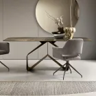 طاولة ثابتة 210×110 سم بسطح زجاجي مطروق وقاعدة معدنية - أدريانو Viadurini