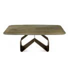 طاولة ثابتة 210×110 سم بسطح زجاجي مضلع وقاعدة معدنية - أدريانو Viadurini