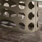 طاولة ثابتة 210×110 سم بسطح زجاجي مضلع، صنع في إيطاليا - تانو Viadurini