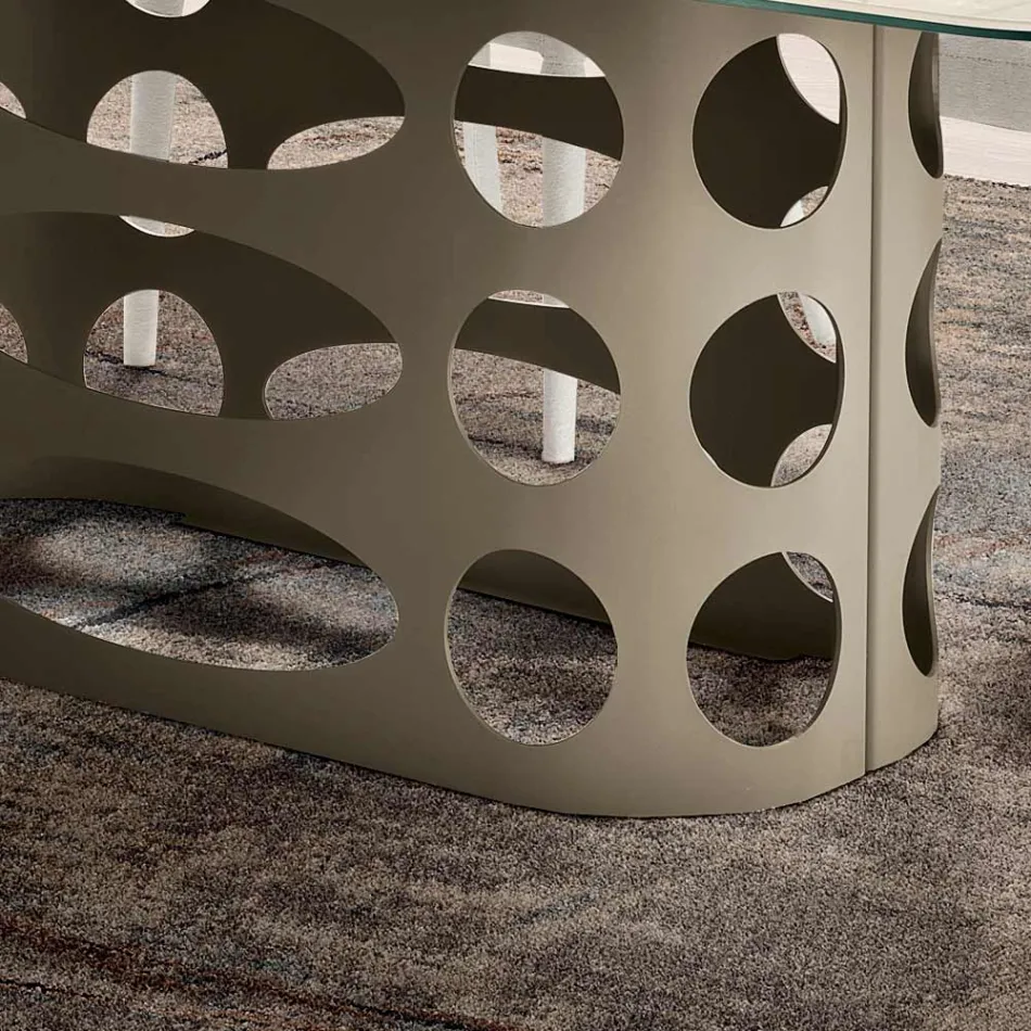 طاولة ثابتة 210×110 سم بسطح زجاجي مضلع، صنع في إيطاليا - تانو Viadurini