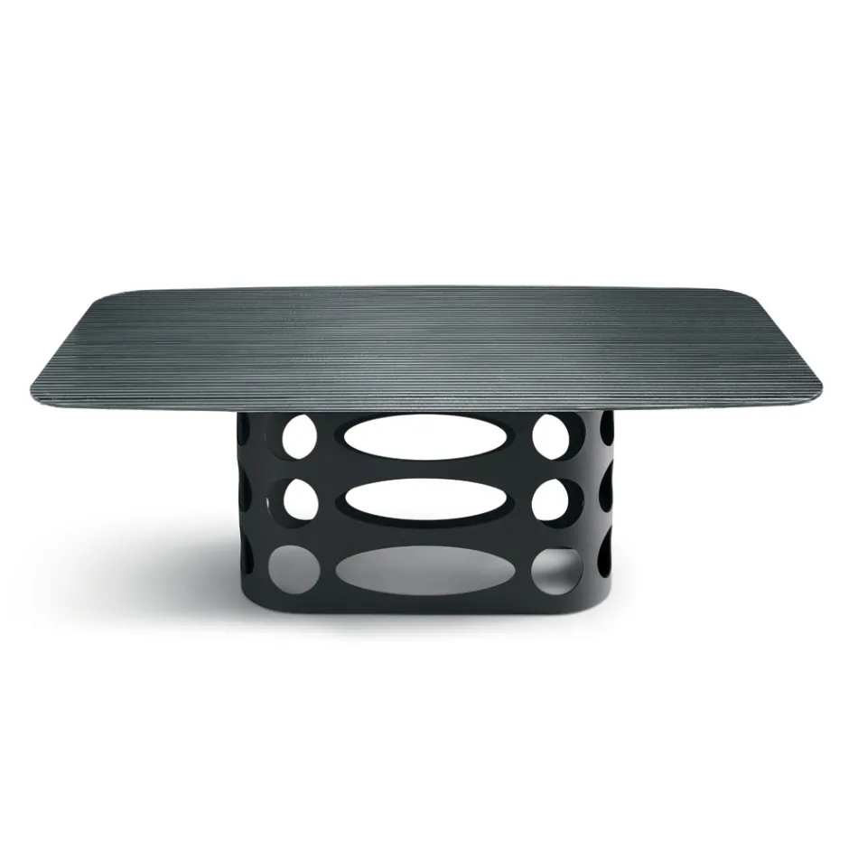 طاولة ثابتة 210×110 سم بسطح زجاجي مضلع، صنع في إيطاليا - تانو Viadurini