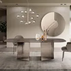 طاولة ثابتة 240×120 سم من الزجاج المضلع الشفاف، صنع في إيطاليا - فارو Viadurini