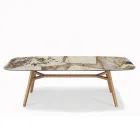 طاولة ثابتة على شكل برميل مع قاعدة من خشب الجوز والرماد كاناليتو، صنع في إيطاليا - شمال Viadurini