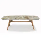 طاولة ثابتة على شكل برميل مع قاعدة من خشب الجوز والرماد كاناليتو، صنع في إيطاليا - شمال Viadurini