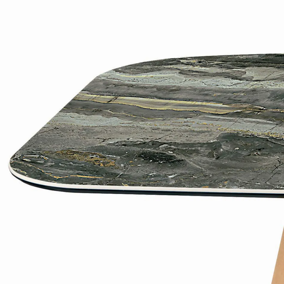 طاولة ثابتة على شكل برميل مع قاعدة من خشب الجوز والرماد كاناليتو، صنع في إيطاليا - شمال Viadurini