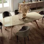 طاولة ثابتة على شكل برميل مع قاعدة من خشب الجوز والرماد كاناليتو، صنع في إيطاليا - شمال Viadurini