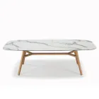 طاولة ثابتة على شكل برميل من الخشب الرقائقي والخشب الرماد، صنعت في إيطاليا - شمال Viadurini