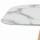 طاولة ثابتة على شكل برميل من الخشب الرقائقي والخشب الرماد، صنعت في إيطاليا - شمال Viadurini