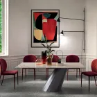 طاولة ثابتة بقاعدة فولاذية وسطح سيراميكي، صنع في إيطاليا - بنطلون Viadurini