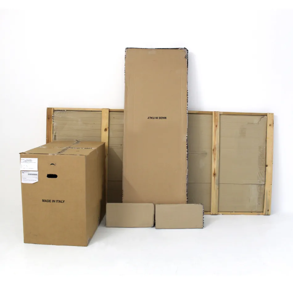 طاولة ثابتة بقاعدة فولاذية وسطح سيراميكي، صنع في إيطاليا - بنطلون Viadurini