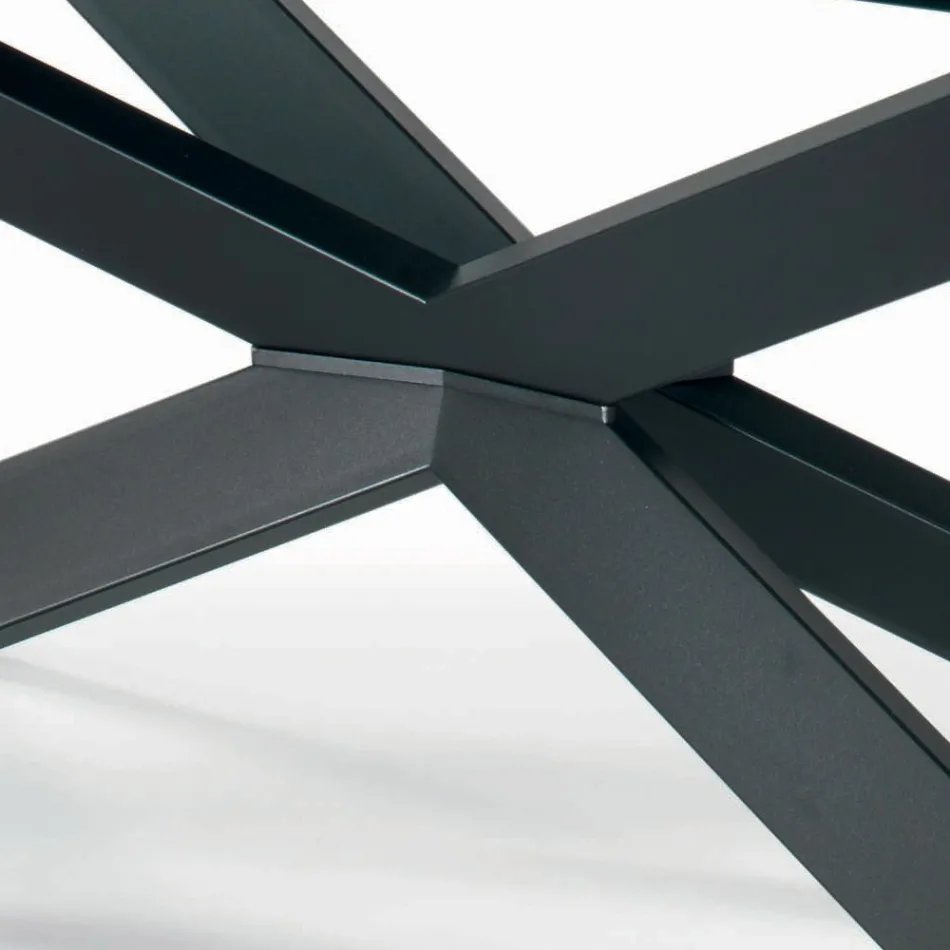 طاولة ثابتة بحافة عكسية مصنوعة من زجاج شفاف للغاية وفولاذ، صنع في إيطاليا - جروتا Viadurini