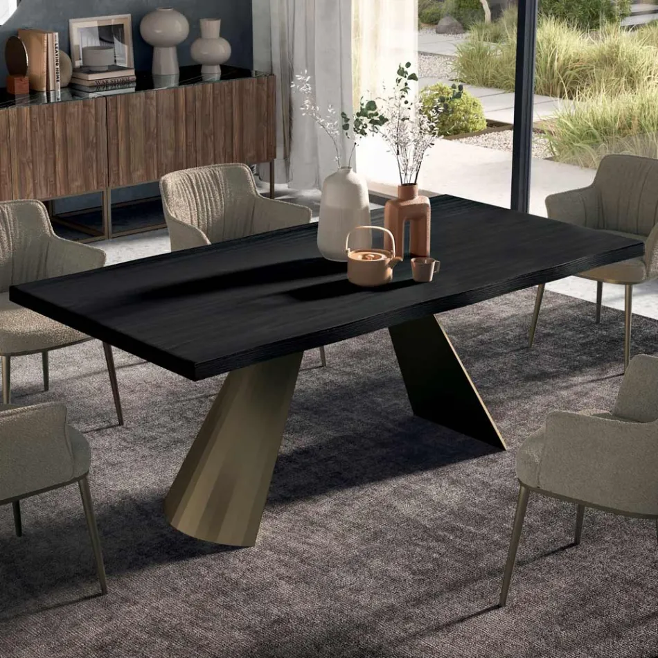 طاولة ثابتة ذات حافة غير منتظمة مقطوعة القشرة، صنع في إيطاليا - أكواب Viadurini