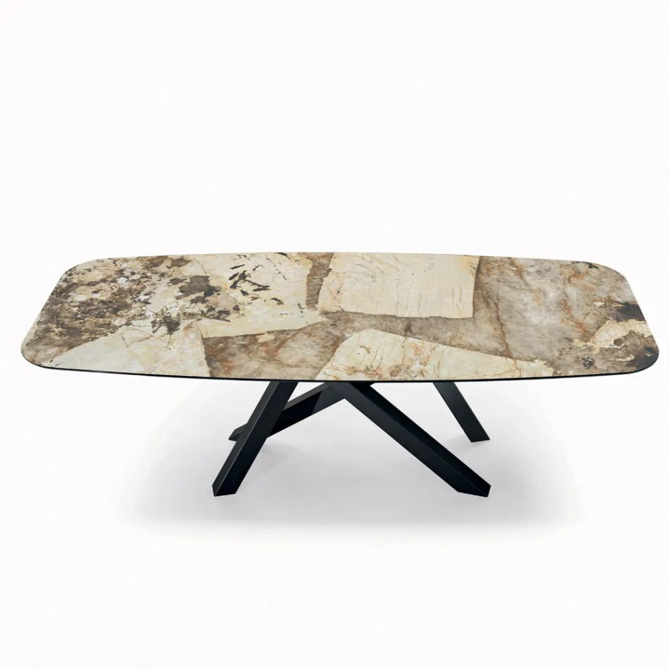 طاولة ثابتة بسطح أسطواني من السيراميك، صنع في إيطاليا - سيتيميو Viadurini