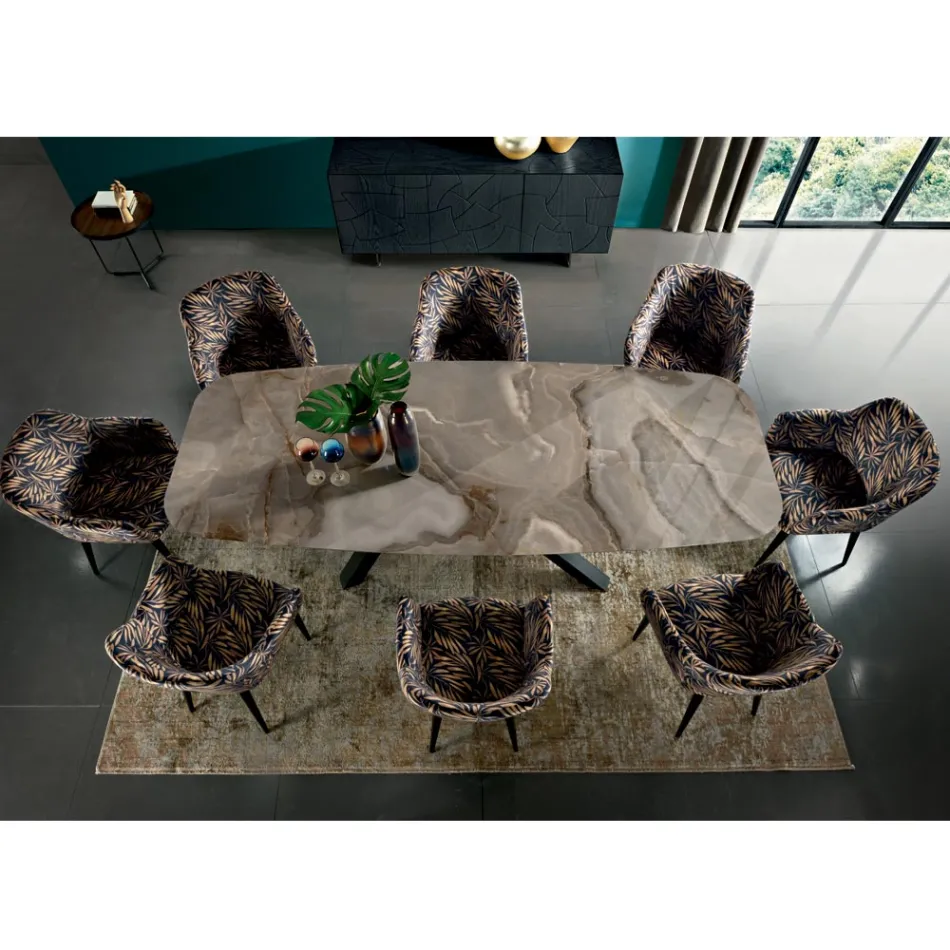 طاولة ثابتة بسطح أسطواني من السيراميك، صنع في إيطاليا - سيتيميو Viadurini