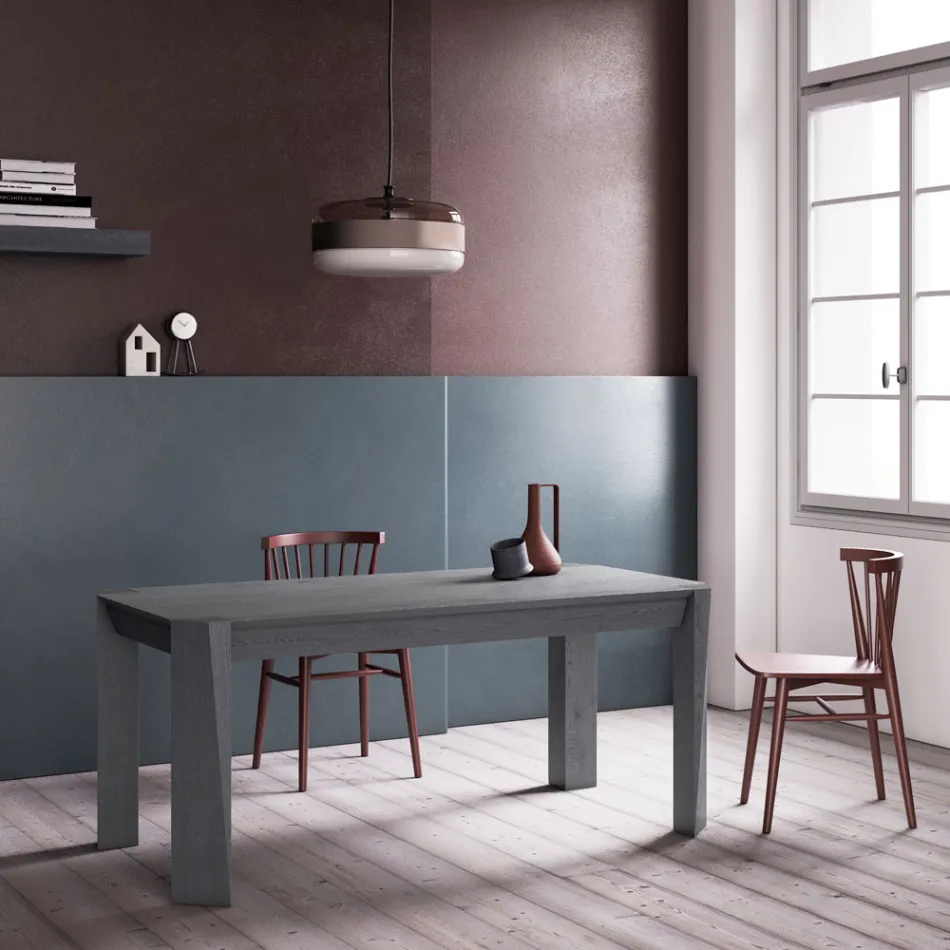 طاولة ثابتة بسطح من الخشب المشطوف، صنع في إيطاليا - تراتو Viadurini