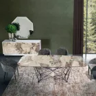 طاولة ثابتة بسطح أسطواني من السيراميك وقاعدة فولاذية، صنع في إيطاليا - إيزيلينو Viadurini