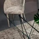 طاولة ثابتة بسطح زجاجي على شكل برميل وقاعدة فولاذية، صنع في إيطاليا - إيزيلينو Viadurini