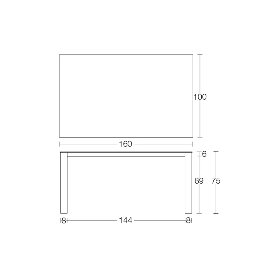 طاولة خارجية ثابتة من Hpl Alicante بقاعدة معدنية مصنوعة في إيطاليا - كارل Viadurini
