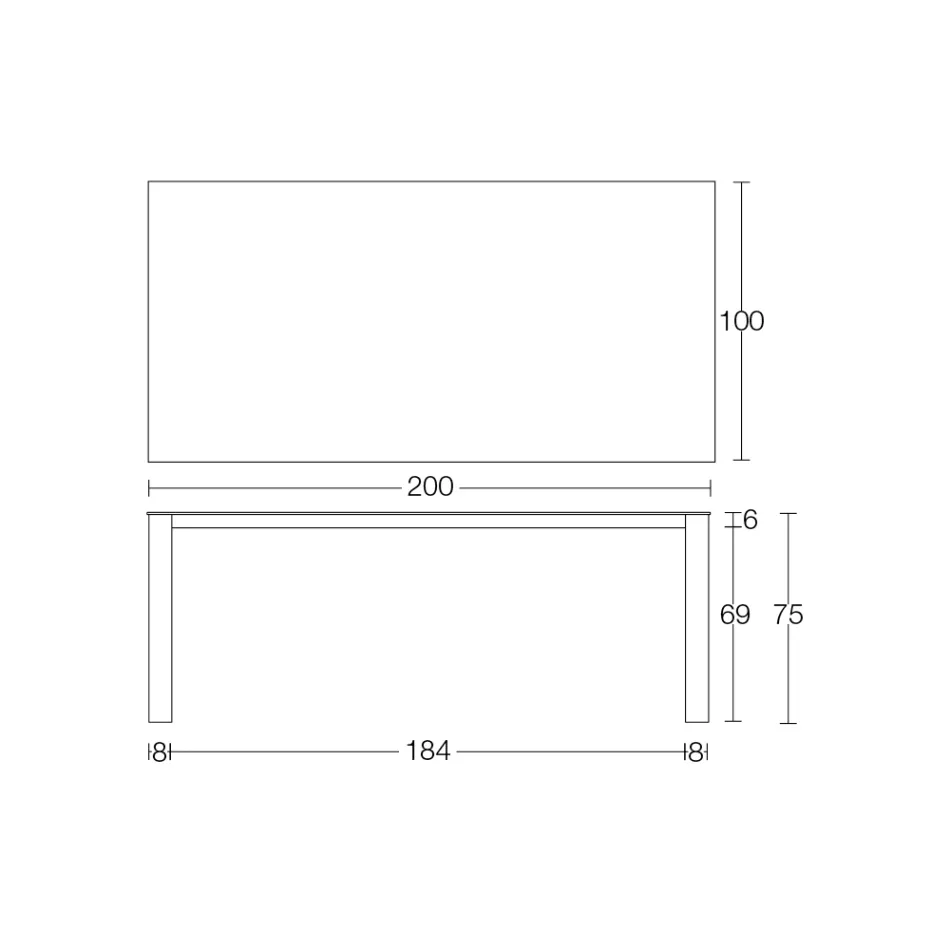 طاولة خارجية ثابتة من Hpl Alicante بقاعدة معدنية مصنوعة في إيطاليا - كارل Viadurini