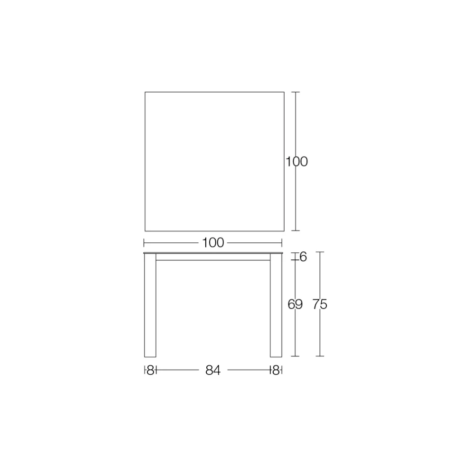 طاولة خارجية ثابتة من Hpl Alicante بقاعدة معدنية مصنوعة في إيطاليا - كارل Viadurini