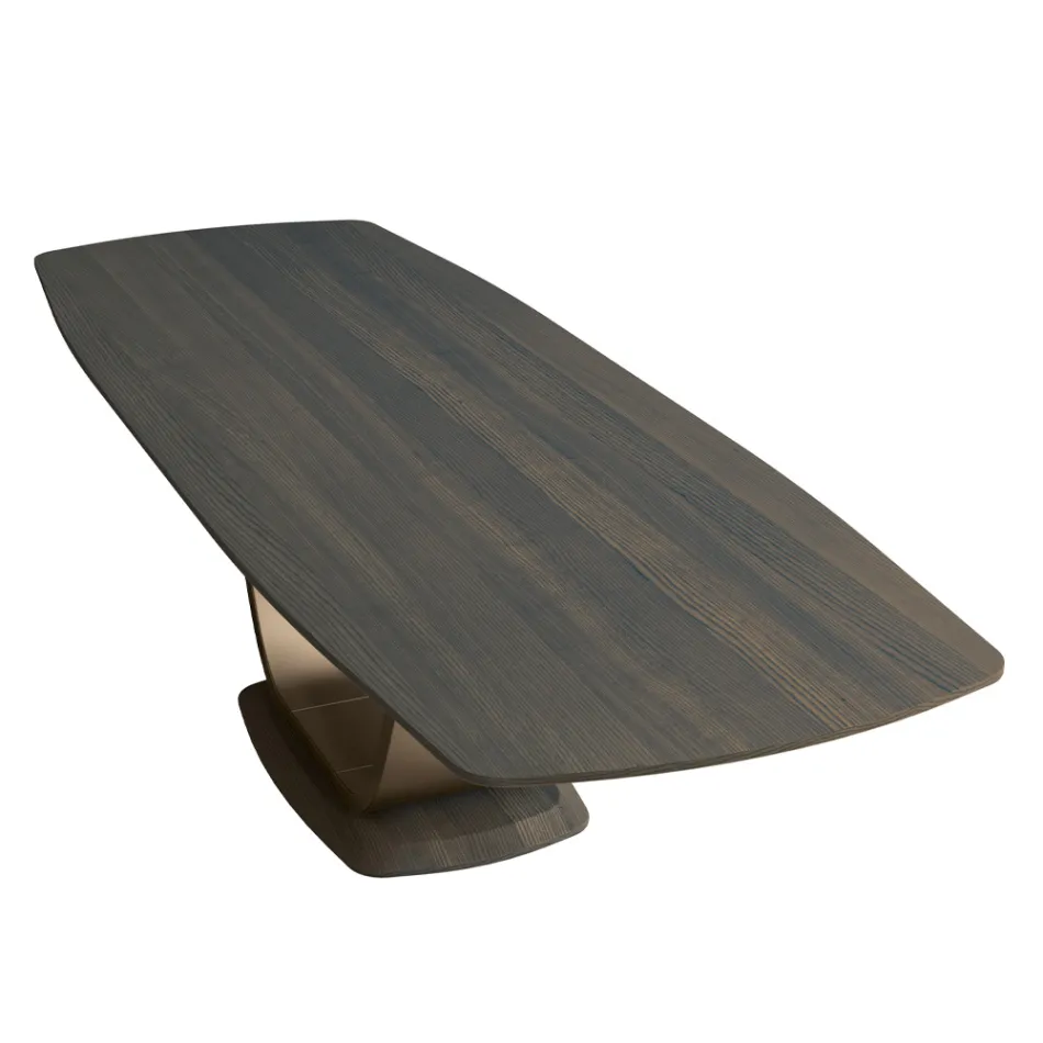 طاولة معيشة ثابتة من الخشب الصلب مع قاعدة مركزية - لوك Viadurini