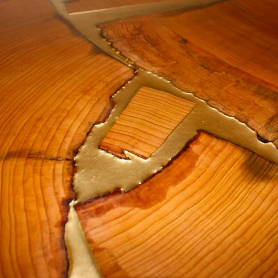 طاولة ثابتة بتصميم مستطيل من الخشب والراتنج مصنوعة في إيطاليا Jam Viadurini