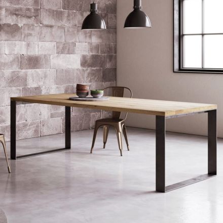 طاولة ثابتة من خشب البلوط الطبيعي المنقسم، صنع في إيطاليا - تيلميريني Viadurini