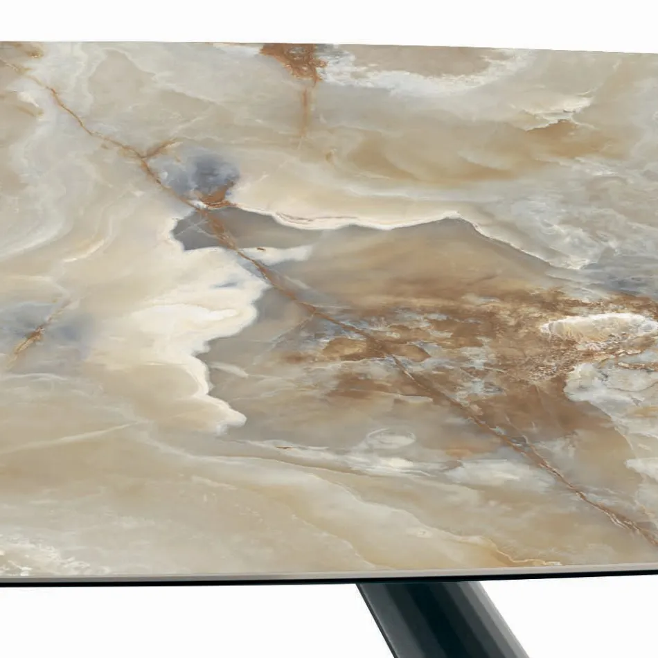 طاولة وقاعدة سيراميك ثابتة من الفولاذ المطلي باللون الأسود، صنع في إيطاليا - أكواب Viadurini