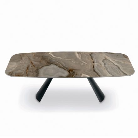 طاولة وقاعدة سيراميك ثابتة من الفولاذ المطلي باللون الأسود، صنع في إيطاليا - أكواب Viadurini